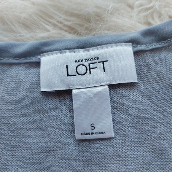 Ann Taylor LOFT Women's Light Grey Linen Sleeveless Bow Neck Tank Top Size S - Picture 6 of 7